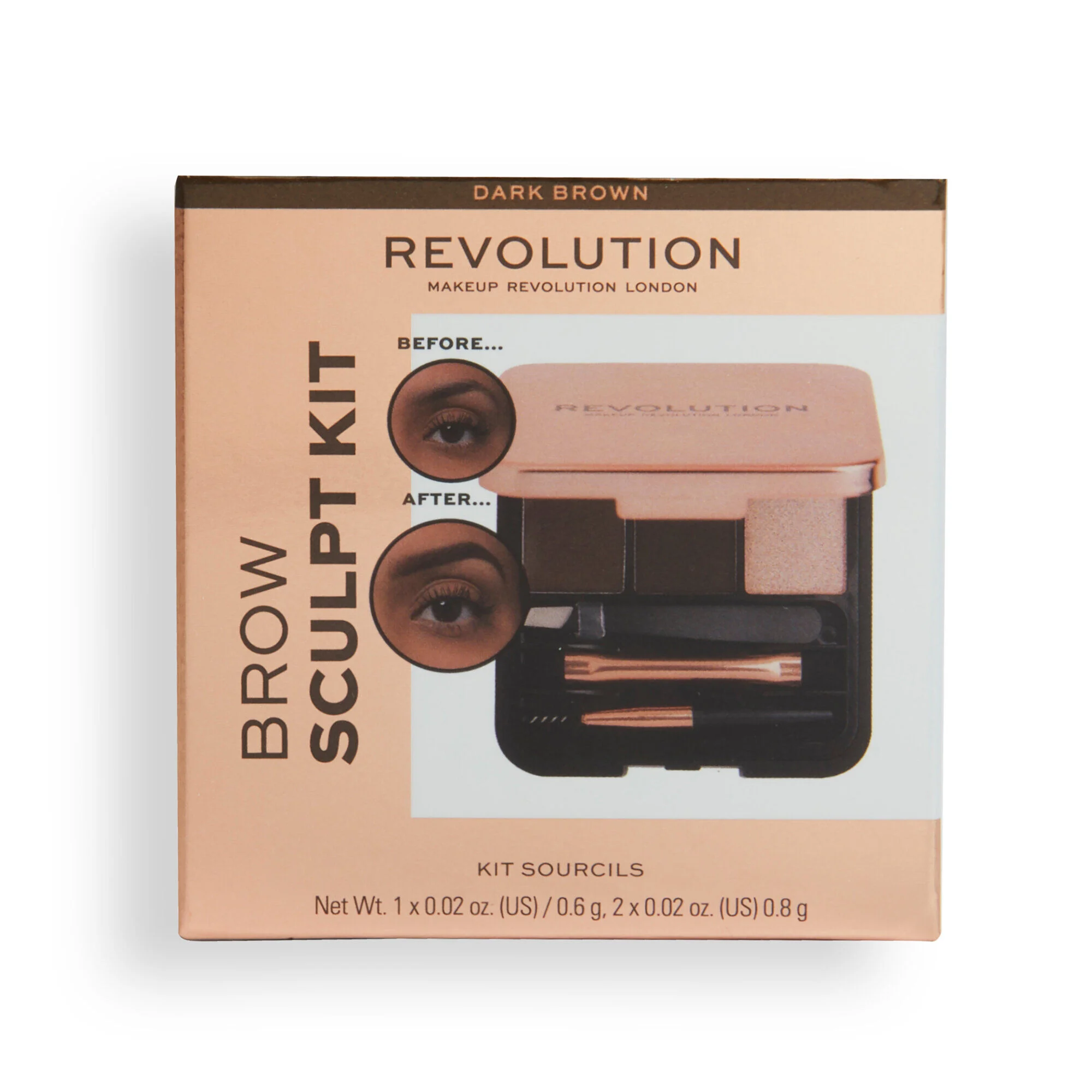Makeup Revolution Brow Sculpt Kit Dark Brown 